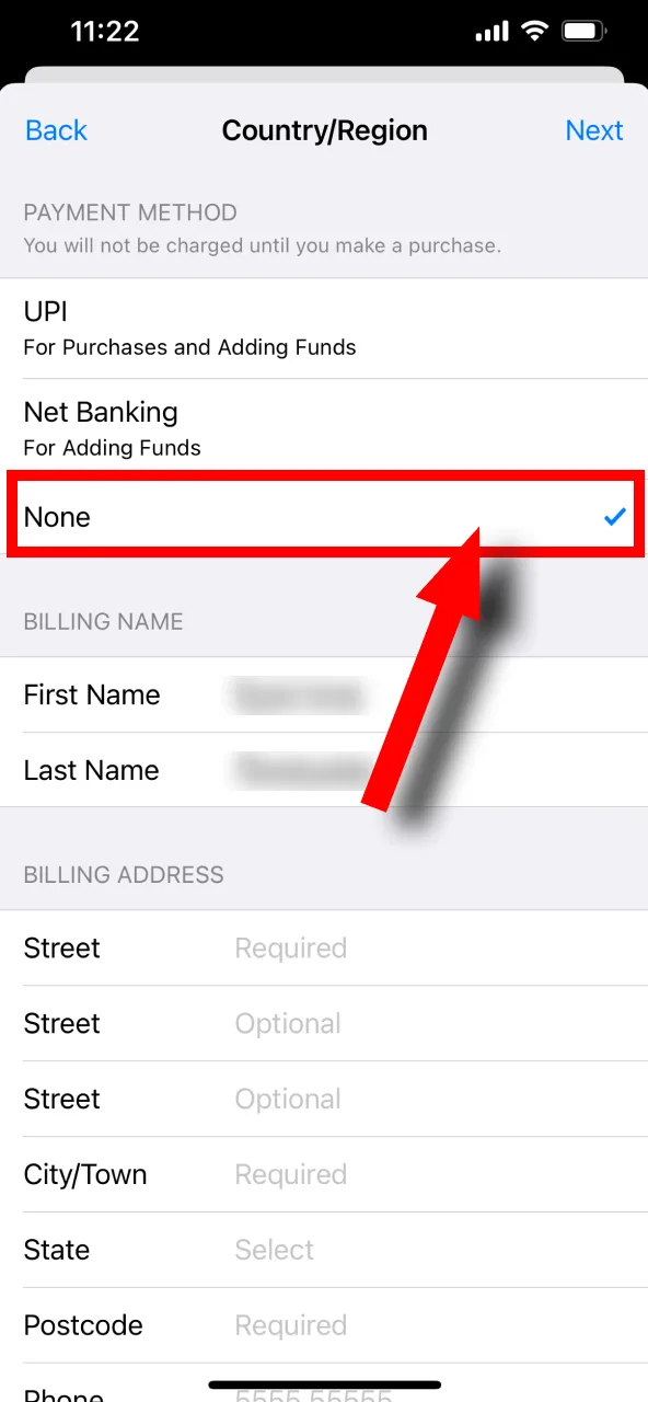 Choose 'No Payment Method' to streamline the process for your Melbet registration.