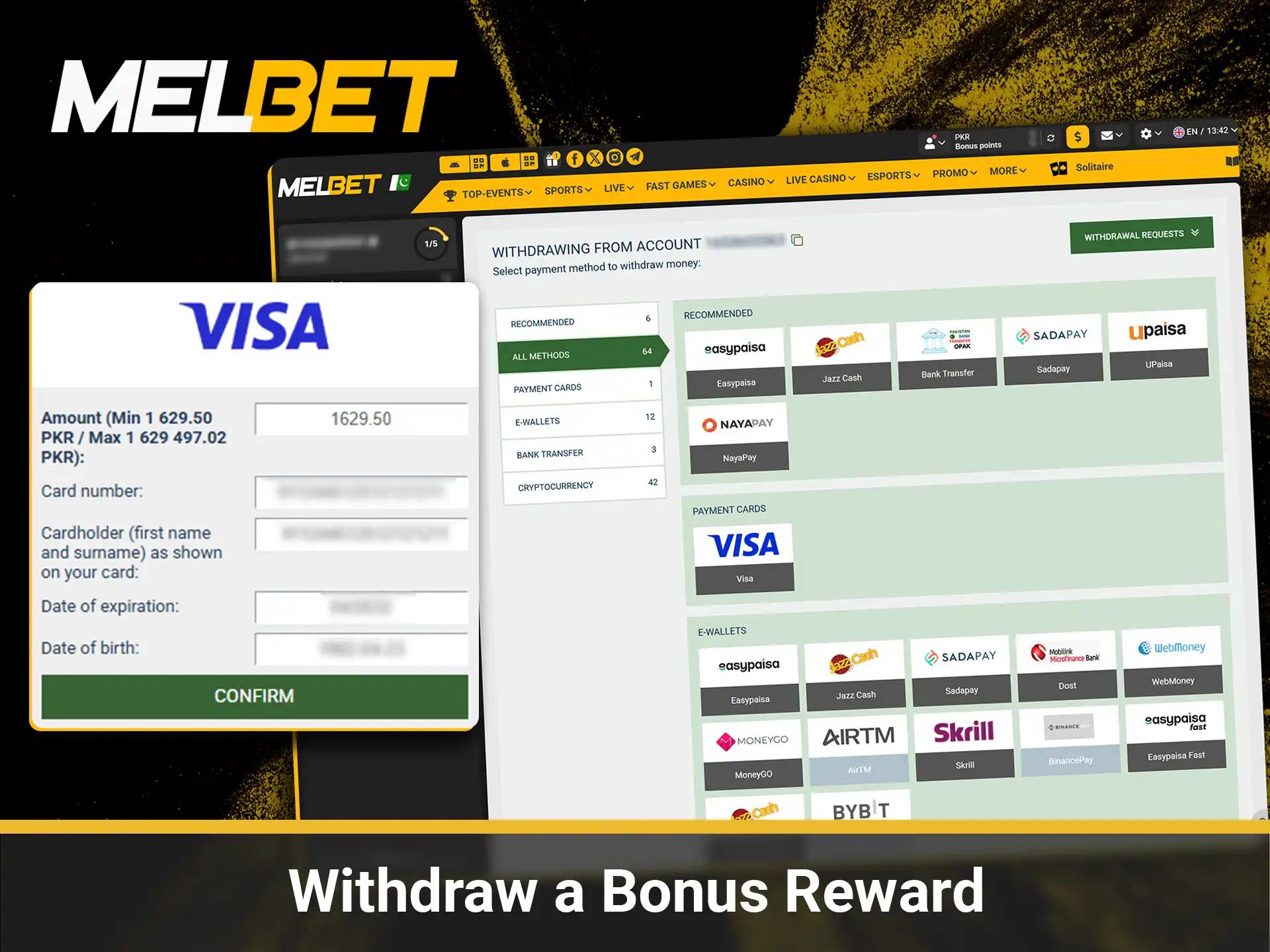 Instructions for withdrawing Melbet bonus winnings safely.