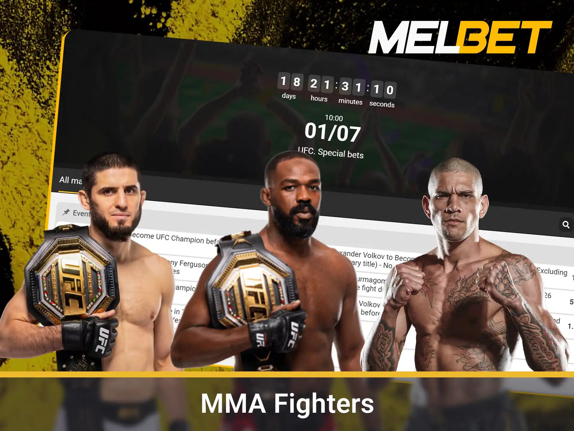 Find the best odds for top-tier fighters on the official Melbet website.